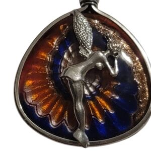 Tinkerbell pendant silver blue orange pendant